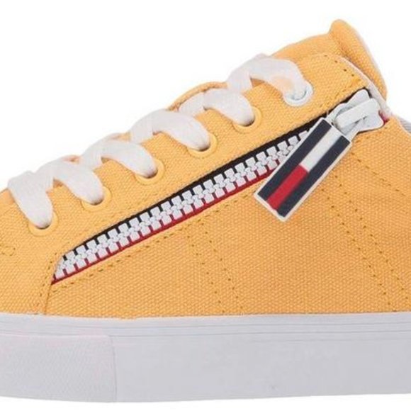 new YELLOW Tommy Hilfiger Women's PASKAL2 Zipper-Detail Canvas Sneakers Sz 8.5 M - Picture 3 of 6